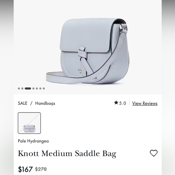 Kate spade crossbody Knott Medium Saddle Bag pale hydrangea NWOT - Picture 1 of 11